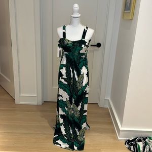 NWT Tracy Reese green tropical maxi dress